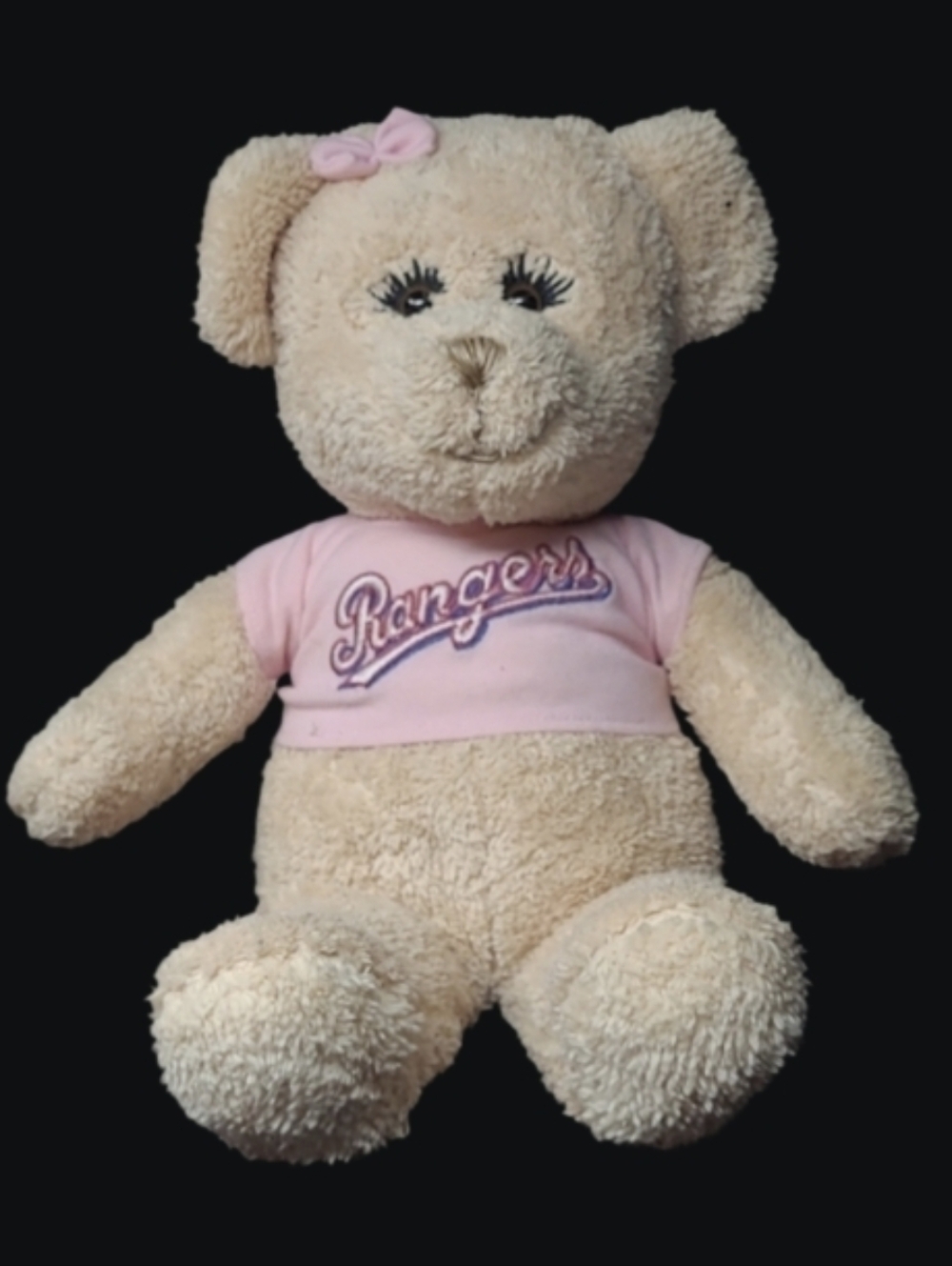 TEXAS RANGERS TAN BEAR PINK TEE AND PINK BOW - GENUINE MERCHANDISE FIESTA